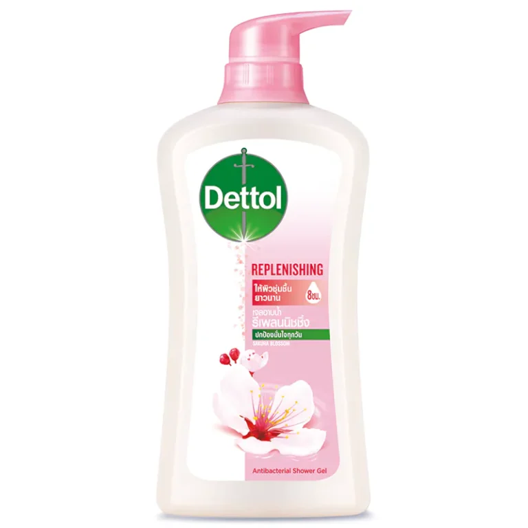 Dettol เดทตอลเจลอาบน้ำรีเพลนนิชชิ่งสีชมพู 500มล.