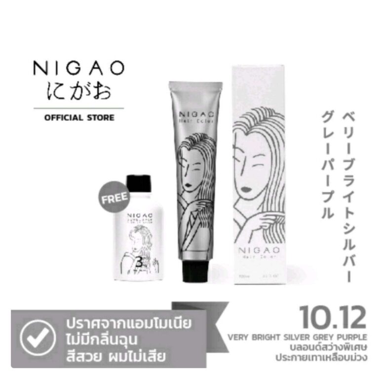 NIGAOนิกาโอะ 10.12 (นิกาโอะ ครีมเปลี่ยนสีผม สีย้อมผม บลอนด์สว่างพิเศษประกายเทาเหลือบม่วง)