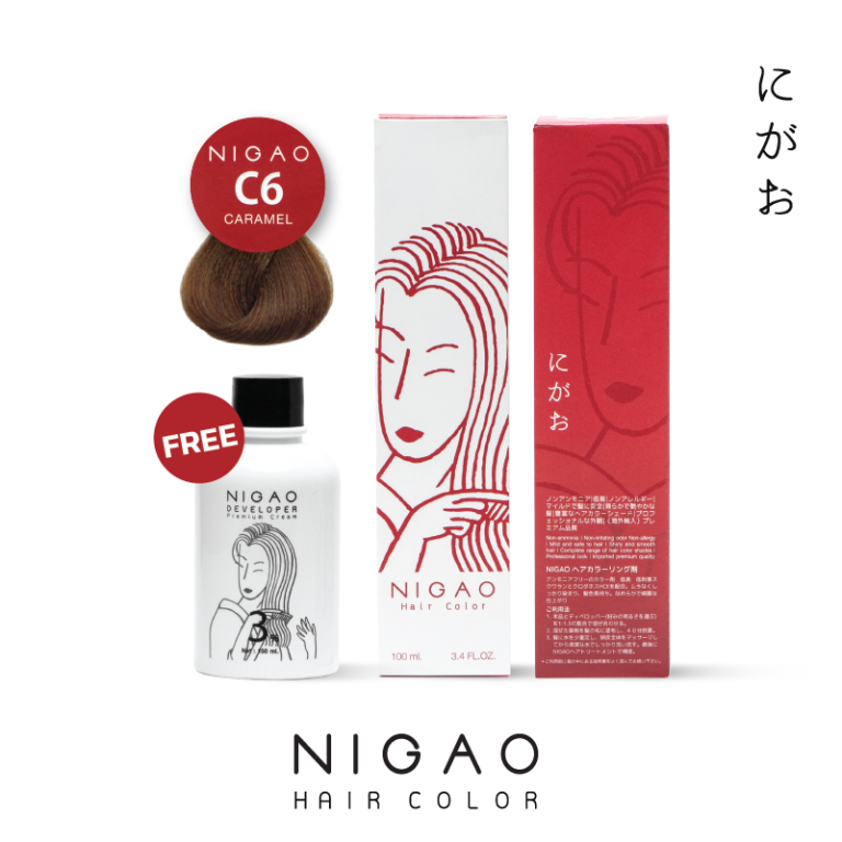 NIGAO นิกาโอะ C6 (นิกาโอะ ครีมเปลี่ยนสีผม สีย้อมผม สีคาราเมล)